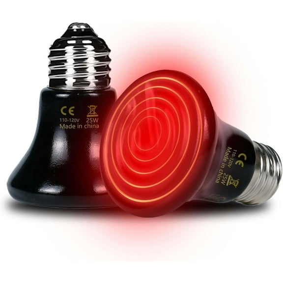 FINAQUA 25W Ceramic Heat Emitter 2-Pack - Non-Luminous Reptile Heat Lamp with E26 Base for Turtles, Lizards, Bearded Dragons, Snakes & Small Pets