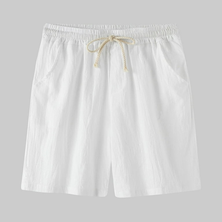 Pxkloy Mens Shorts Linen Bermuda Shorts for Men,Men's Cotton Linen