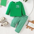 thumbnail image 2 of mgoYE Baby Girl Clothes 12 Months St Patricks Day Baby Girl Boy Outfit Green Shamrock Long Sleeve Shirt Top Plaid Pants Set Saint Patrick's Clothes(Green,12-18 Months), 2 of 9