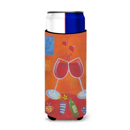 

Carolines Treasures LSL0171MUK Wine Toast Cheers by Sarah Latham Ultra Hugger for slim cans Slim Can multicolor