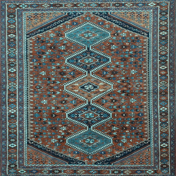 Ahgly Company Indoor Square Persian Light Blue Traditional Area Rugs, 4' Square