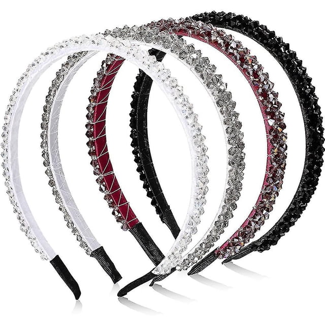 4 piezas Diademas de diamantes de imitación de cristal Diadema de pelo con cuentas antideslizante brillante Bling Bling