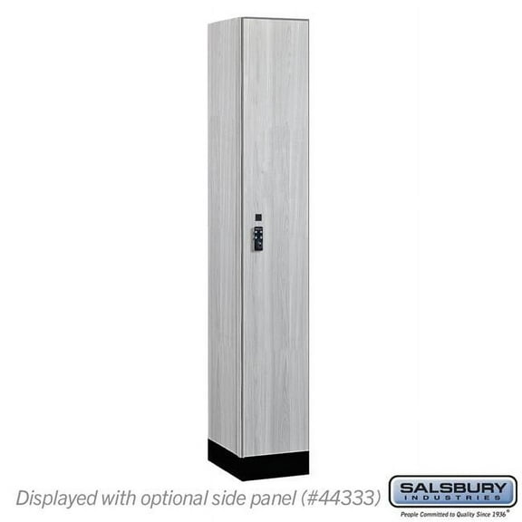 Salsbury Industries 41168ST-R 12 in. Wide Premier Wood Locker - Single Tier - 1 Wide - 6 ft. High - 18 in. Deep - Silver Teak - Resettable Combination Locks