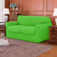 thumbnail image 3 of Subrtex 3-Piece High Spandex Textured Grid Sofa Slipcover, Separate Cushion Cover(Grass Green, Loveseat), 3 of 8