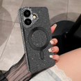 thumbnail image 6 of for iPhone 16 Bling Crystal Diamonds Rhinestone Bumper Cover, [Compatible with MagSafe] Glitter Sparkle Bling Luxury Shiny Cute TPU Cover Case for 16 KZ-Black, 6 of 12