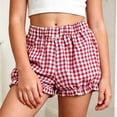 thumbnail image 2 of Toddler Girls' Shorts Ruffle Elastic Plaid Shorts Ruffled Bow Cute Loose Play Shorts for Big Kids Summer Casual Shorts with Pockets 3-12 Years, 2 of 4