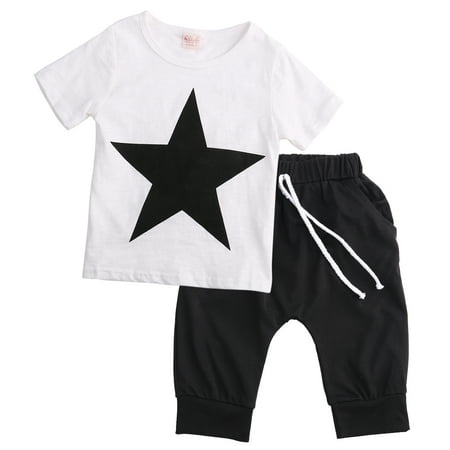 

ROAONOCOMO Baby Short Sleeve Long Pants Round Collar Two-pieces Set Suit