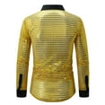 thumbnail image 3 of VSSSJ Men's Shiny Sequin Shirt Sparkling Long Sleeve Button Down Collar Slim Fit Party Nightclub Tops Yellow XXXL, 3 of 8