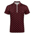 thumbnail image 4 of Red On Black Polka Dots Men Zipper T-shirt Summer Casual Short Sleeve T-shirt Top, 4 of 7