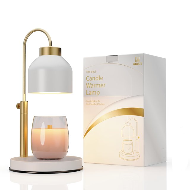 QJUHUNG Warming Candle Light And Lavender Candle Set With 2 Bulbs Timer And Dimmer Compatible With Large Yankee Candle Jar Height Adjustable Black/White 110-120 Volts