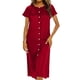 thumbnail image 3 of TaTaai Women's Casual Solid Color Satin Loose Dress Round Neck Gathered Button Raglan Sleeve Soft Comfortable Home Wear Dress for Spring Summer Daily Loungewear Gift, 3 of 8