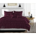 thumbnail image 1 of SGI California King Multi Ruffle Comforter Set Microfiber Wine 3 Piece, 1 of 5
