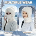 thumbnail image 5 of 3 in 1 Beanie Hat For Women, Fleece Lined Knit Beanie Hat with Scarf and Mask, Fall Winter Warm Knitted Ski Scarf and Mask Set for Cold Weather, 5 of 7
