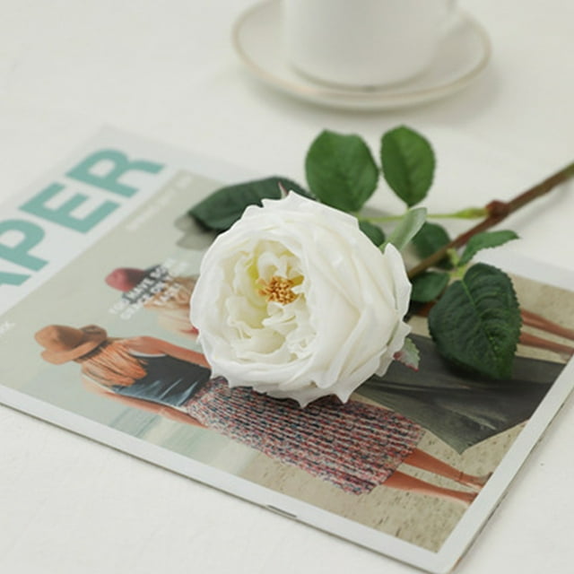 Rosa artificial - Ramo de flores de seda de 10 cabezas para decoración del hogar, bodas, fiesta - Rosas falsas realistas en blanco, rosa, rojo - 3,54x17,71 in