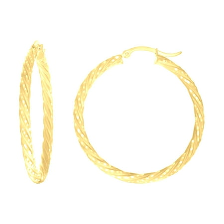 10k Yellow Gold Womens Diamond-cut Spotted Patterned Fancy Hoop Earrings 3mm-38 Jewelry Gift for Women