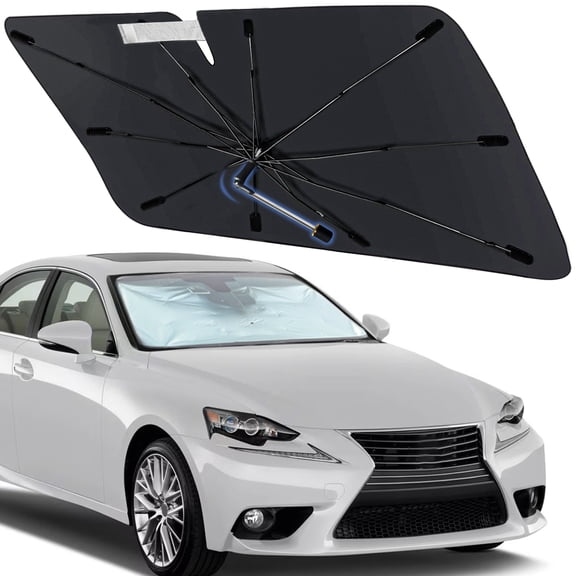 Windshield Sun Shade Umbrella for Lexus IS250 2006-2013, Foldable Car Sunshade for Front Window with 360° Rotating Shaft, Custom-Fit Parasol para Carro for UV Blocking & Heat Reduction