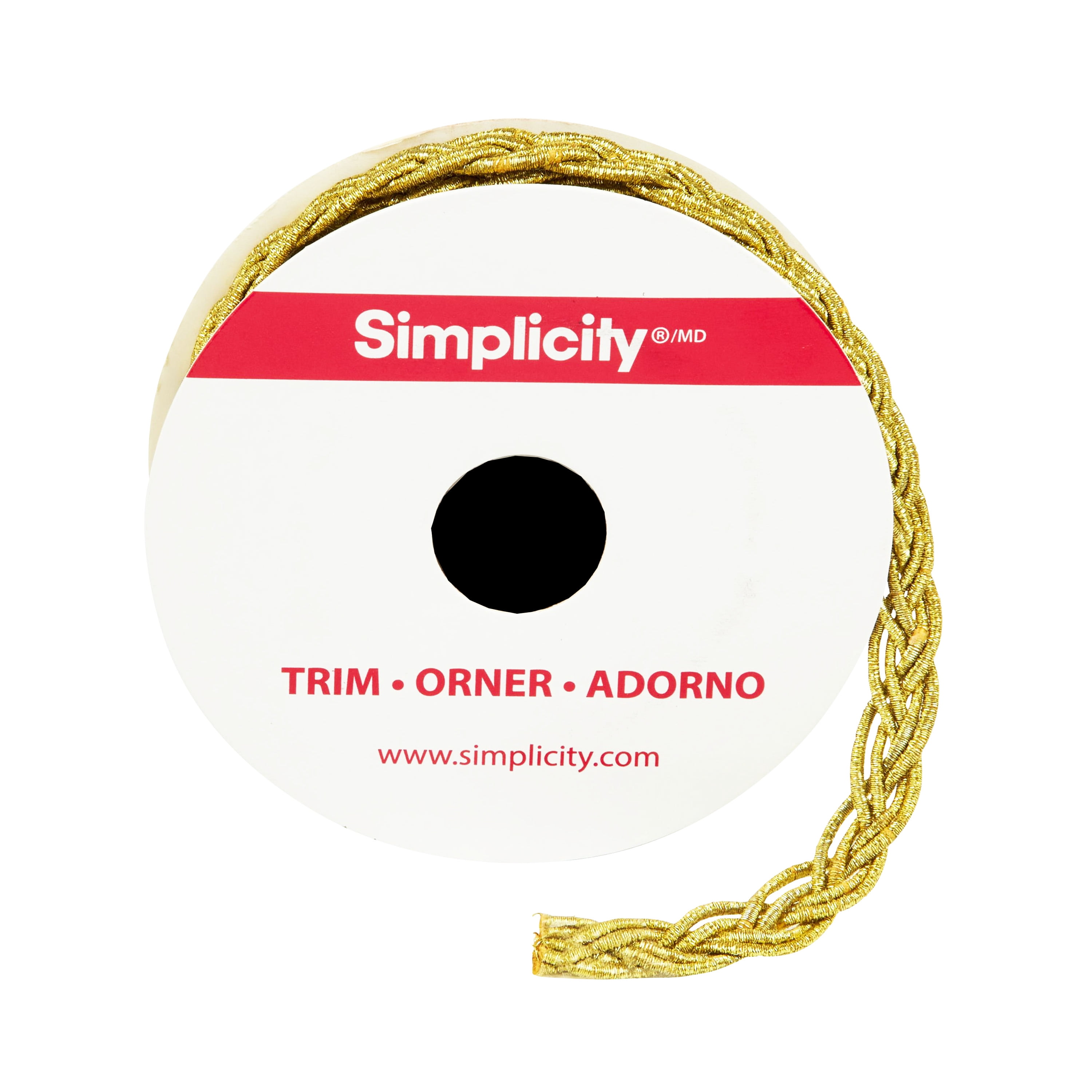 (2 pack) Simplicity Trim, Gold 1/4 inch Cord Braid Trim Great for Apparel, Home Decorating, and Crafts, 2 Yards, 1 Each