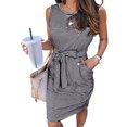 thumbnail image 1 of Vestido Sin Mangas Vestido sin mangas a rayas Moda Mujer Vestido de cintura con lazo para ir de compras (Negro XL) Ygjytge para Mujer Negro T S, 1 of 7