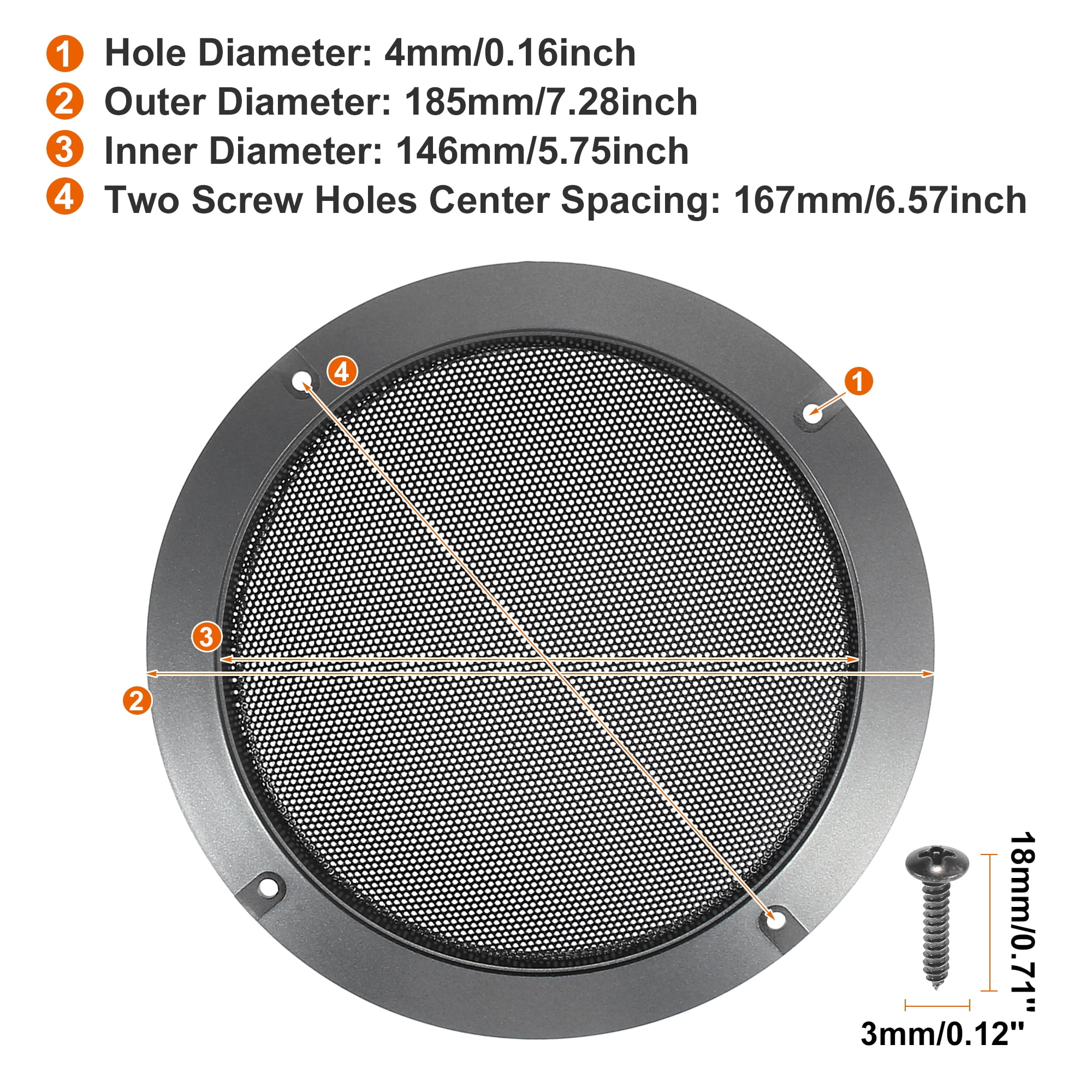 Unique Bargains 6.5 Inch Universal Speaker Grills Cover with Screws - Pack of 2