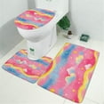 thumbnail image 2 of Colorful Cloud Star Pattern Bathroom Rugs Sets 3 Piece,Toilet Cover Set,Absorbent Non Slip Bathroom Mats Sets with U-Shaped Contour Rug Toilet Rug Set, 2 of 5