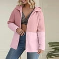 thumbnail image 2 of XFLWAM Womens Hoodie Jacket Color Block Jacquard Long Sleeve Jackets Full Zip Up Plus Size Fall Winter Coat Outwear Pink XXL, 2 of 7