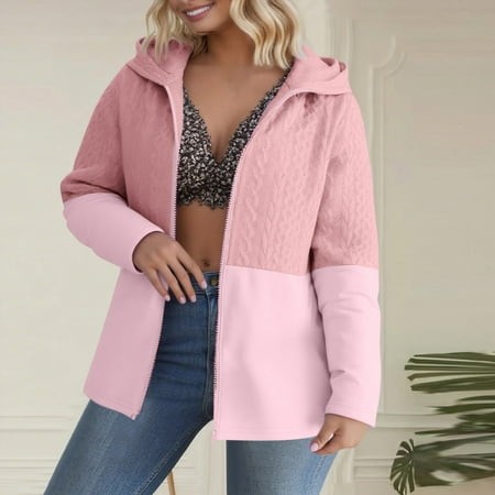 jtjvou Loose Long Sleeve Hooded Sweatshirt Pocket Top Casual Cardigan Coat Comfortable Fashionable Outerwear Ideal for Spring and Winter Daily Wear Party Vacation Pink XXXXXL