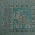 thumbnail image 3 of Stylo Culture Indian Chair Seat Throw Pillow Cover 16x16 Jacquard Sea Green Gold Traditional 40cm x 40cm Home Decor Brocade Elephant Zippered Square Cushion Cover | 1 Pc, 3 of 4