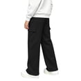 thumbnail image 4 of Ticikt Kids Cargo Sweatpants, Drawstring Elastic Waist Solid Color Straight Leg Soft Breathable Casual Sports Trousers for Boys Girls,Black, 4 of 6