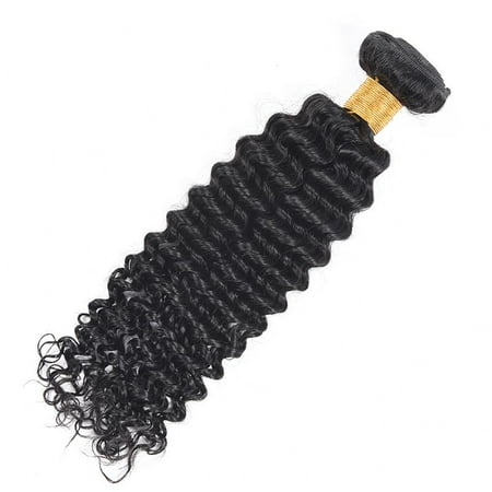 Ustar 9A Remy Deep Wave Human Hair Weave Extensions Natural Black Color 1B - 10