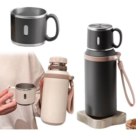2 in 1 Stainless Steel Vacuum Insulated Bottle with Lidded Cup, 2026 New 316 Stainless Steel Water Bottle, Leakproof Large Capacity Coffee Bottles, Thermal Flask Keep Drinks Hot Cold