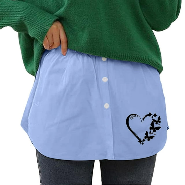 Gibobby faldas para mujer elegante falda inferior, falda de extensión de camisa de barrido con botones, extensión de camisa, parte superior inferior(Azul, M)