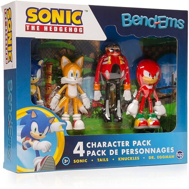 Set de 4 muñecos flexibles Videojuego Sonic el Erizo, Sonic, Tail, Nuckles, Dr. Eggman. Marca Ruz