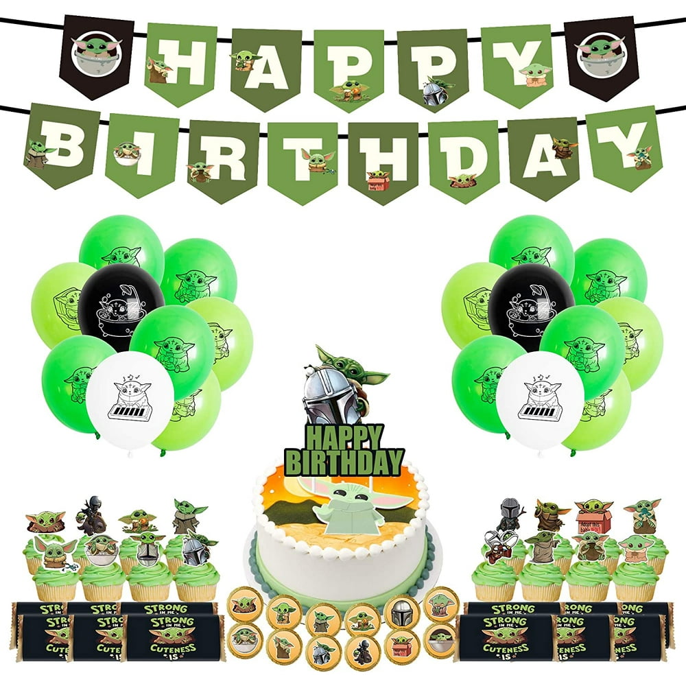 Baby Yoda Party Supplies, 80 Pcs Party Decorations - Banner, Cupcake