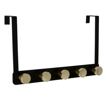 ELLE Paris Iron over the Door 5 Hooks in Matte Black and Gold
