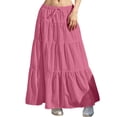 thumbnail image 2 of ZHOGXU Women'S Skirt Summer Drawstring Elastic Waist Solid Color Flowy Bohemian Fashion Elegant Long Skirt For Everyday Wear,Red,Xxl, 2 of 4