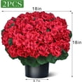 thumbnail image 2 of 18 Inch Artificial Geranium Topiary Set of 2 - Red Silk Faux Flowers  Potted Plants for Outdoor Indoor Porch Garden Home Decor, 2 of 8