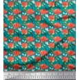 thumbnail image 1 of Soimoi Green Cotton Cambric Fabric Leaves & Floral Print Fabric by the Yard 42 Inch Wide, 1 of 3