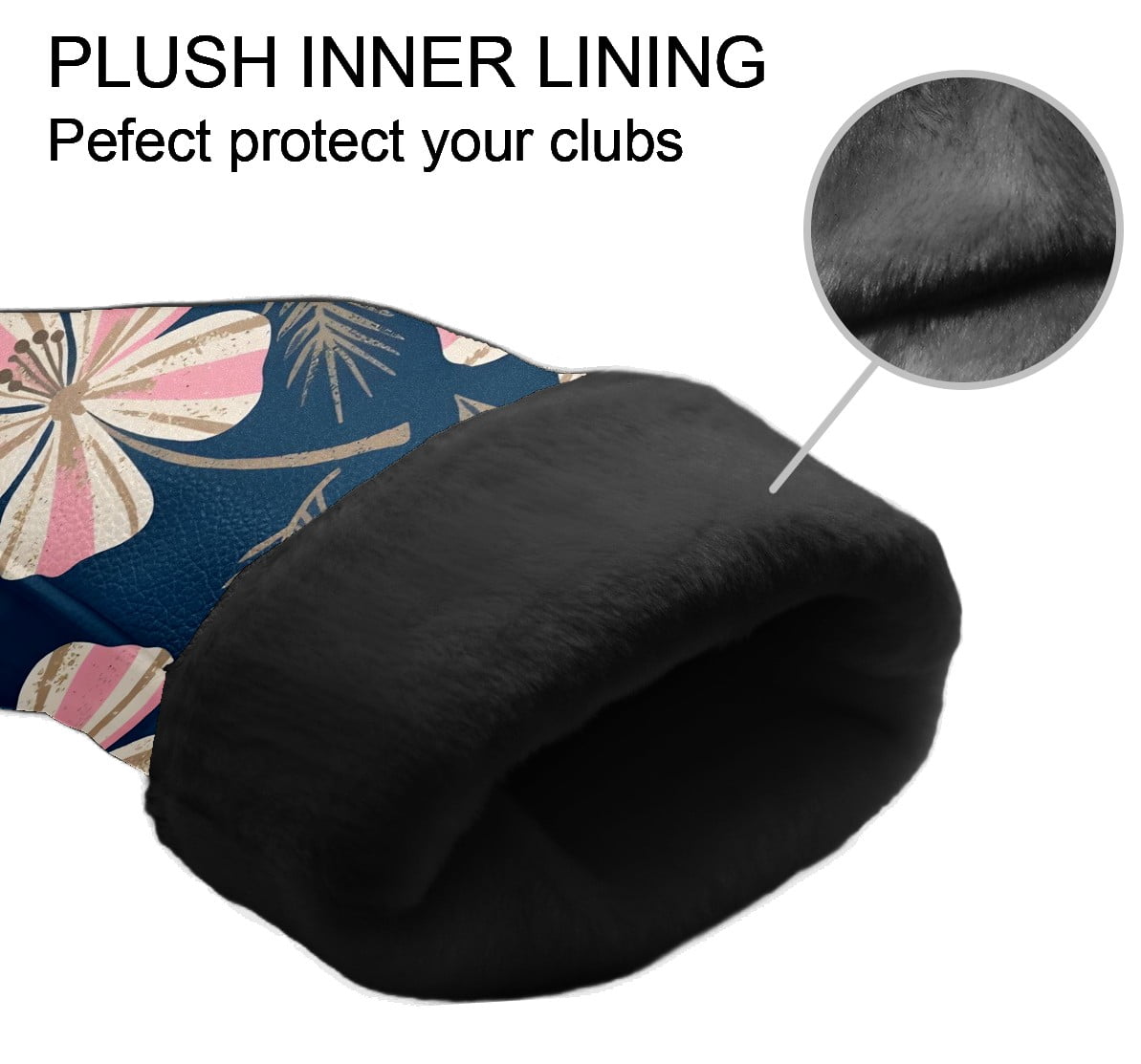Golf Club Covers, Blue Floral Premium PU Leather Driver Hybrid Putter Head Covers with Velvet Lining, Waterproof Golf Gifts for Men Women