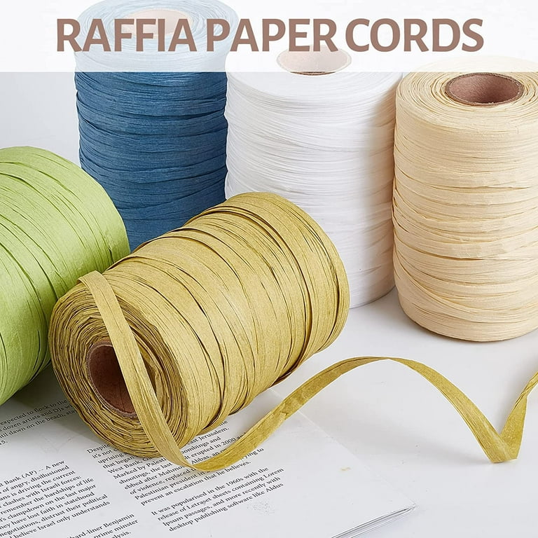 Raffia Paper Ribbon,Raffia Paper Ribbon Yarn Rope,Craft Packing Paper Twine  for Gift Wrapping, Decoration Weaving Tag Hanging,Craft Packing Paper Twine Raffia  String ,Gift White 