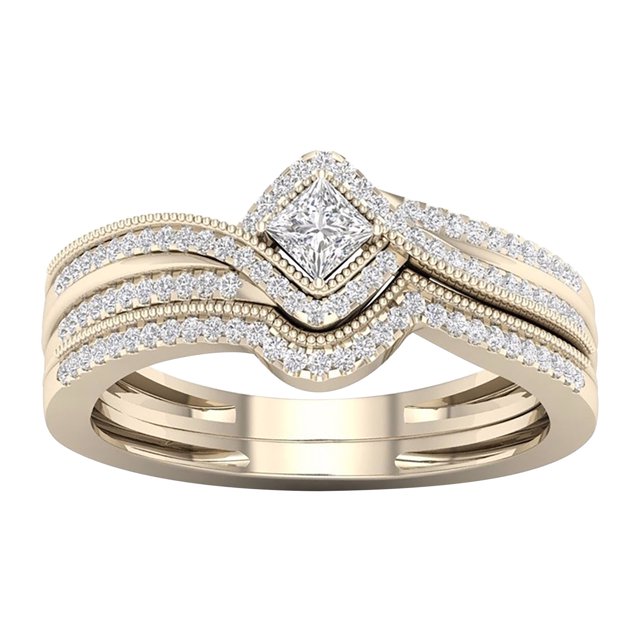 PVCS Ensemble de Bagues en Strass pour Femmes 2 Pcs Bagues Empilables pour Fiançailles Mariage