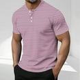 thumbnail image 2 of Kaemgyyd Men's Big and Tall Henley Shirt Casual Striped Button Loose Fit Tshirt Short Sleeve Lightweight Casual Golf Top, 2 of 5