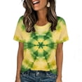 thumbnail image 3 of Ichuanyi Women's Gradient Printed Casual Short Sleeve T-Shirts Summer Graphics Blouse Tops Tees for Men and Women, 3 of 9