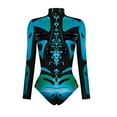 thumbnail image 4 of FYEGRE Women's Long Sleeve Digital Printed Zipper Skin Tight Party Romper Bodysuit Outfit for D XL, 4 of 4