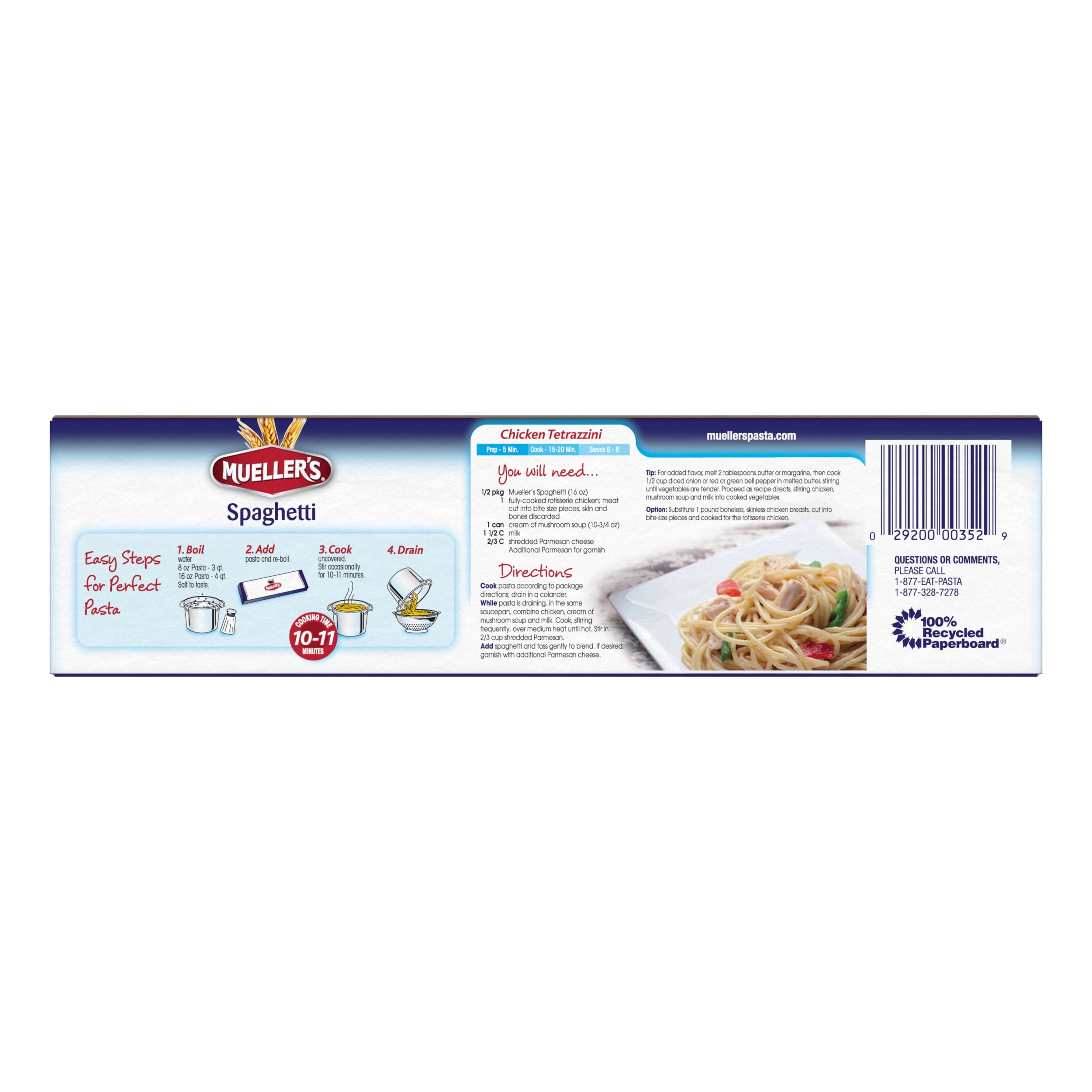 (3 pack) Mueller's Sodium-Free, Cholesterol-Free Spaghetti Pasta, 32 oz (Shelf-Stable)