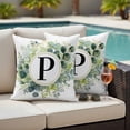 thumbnail image 5 of Letter P Pillow Covers 2 Pack Alphabet Green Eucalyptus Leaves Plant Simple Pillowcase Waterproof Outdoor Throw Pillow Cover for Patio Garden Square Cushion 20”x20”, 5 of 9