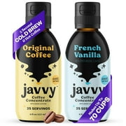 Javvy Coffee Concentrate Bundle, 2 Flavor Original & French Vanilla Coffee Variety Pack, Ice & Cold Coffee Drinks in Seconds, Coffee gifts, 12 ounces