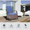 thumbnail image 6 of Outdoor Sofa, Wicker Outdoor Rocking Chair, Patio Recliner with Adjustment Backrest, PE Rattan Lounge Chair with Adjustable Footrest and Cushions for Garden, Backyard, Porch, Blue, Patio Furniture, 6 of 10