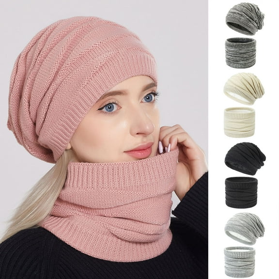 Yirtree Winter Beanie Hat Scarf Set Warm Thick Knit Hat Beanie Skull Caps Scarfs for Women Men Gifts