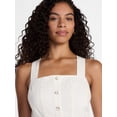 thumbnail image 5 of Time and Tru Women's Linen Blend Button Front Tank Top with Adjustable Straps, Sizes XS-XXXL, 5 of 6