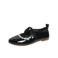 thumbnail image 2 of Miqool Womens Mary Jane Flats Low Heel Round Toe Bowknot Contrast Lace Shallow Mouth One Buckle Casual PU Shoes, 2 of 8